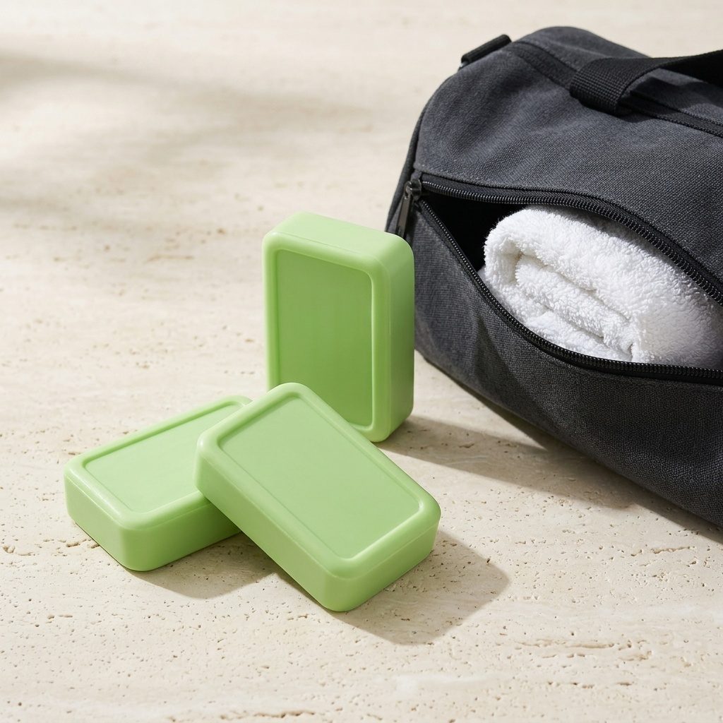 Three Valior bars beside a gym bag
