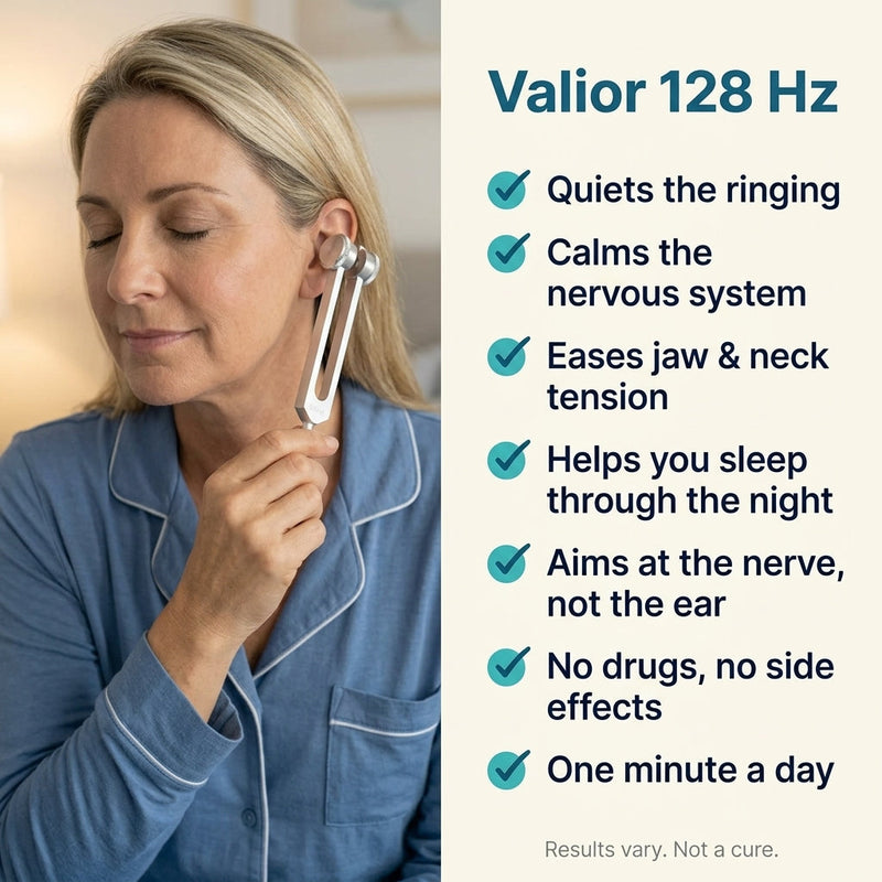 Valior 128 Hz benefits: quiets the ringing, helps you sleep, calms the nerve