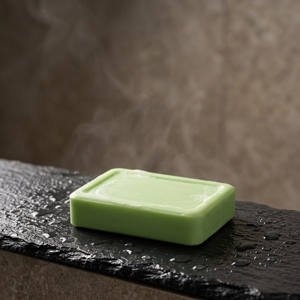 Valior bar resting on a wet shower tray